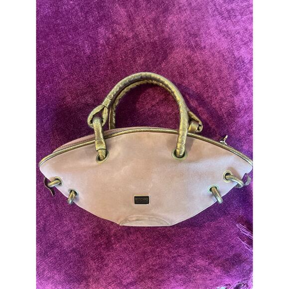 RARE Vintage Y2K MOSCHINO Cheap & Chic Suede Baguette Mini Bag Purse MAUVE - Picture 3 of 9